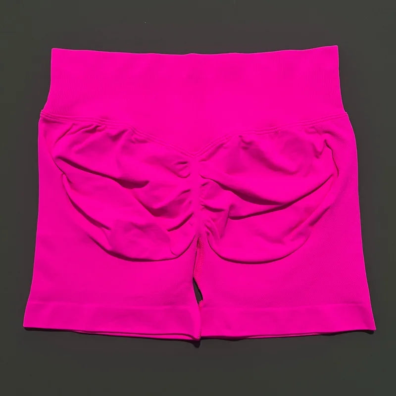 Bright Fuchsia Color Women’s Seamless Scrunch Butt Yoga Gym Shorts