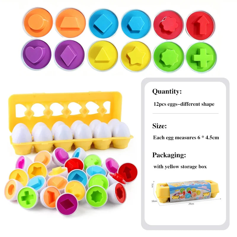 12pcs shape with box Color Montessori Egg Shape Matching Puzzle Toy for Toddlers