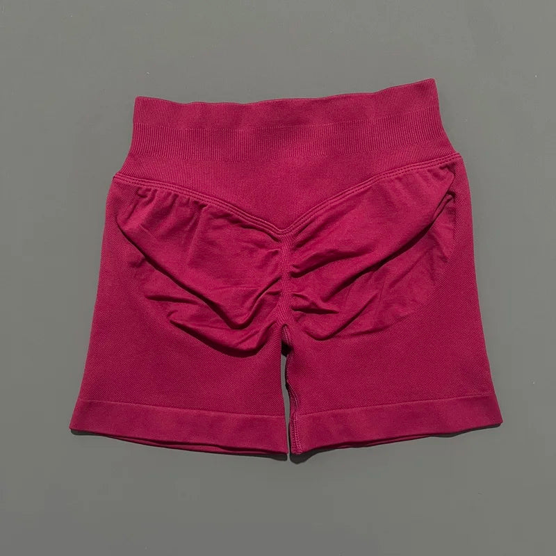 Berry Color Women’s Seamless Scrunch Butt Yoga Gym Shorts