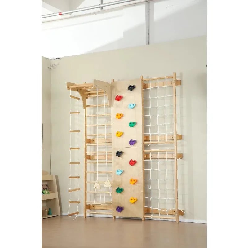Kids Wooden Climbing Frame Wall Bars For Indoor Play