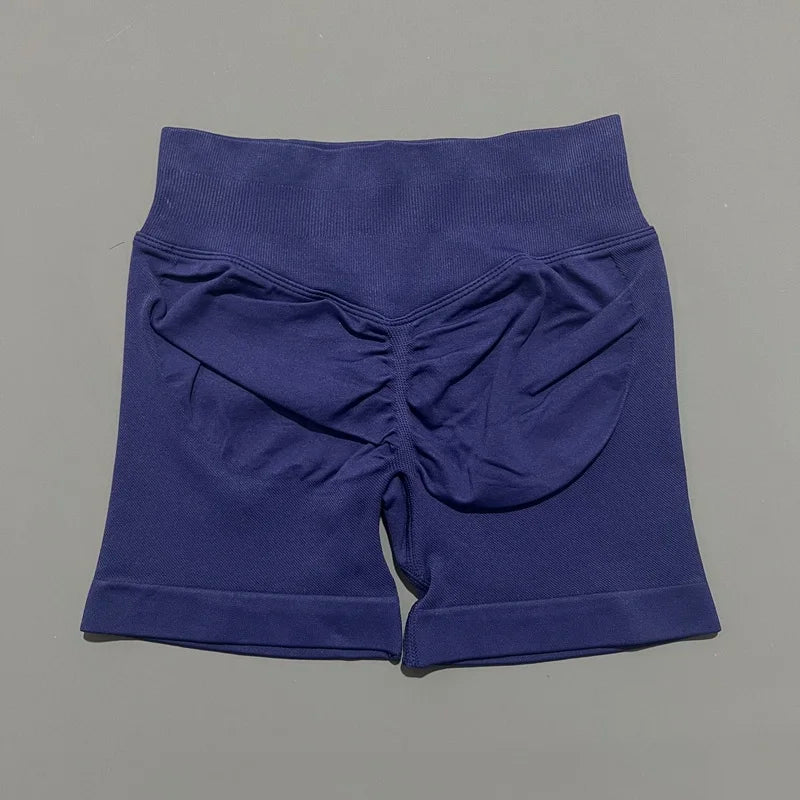 Navy Blue Color Women’s Seamless Scrunch Butt Yoga Gym Shorts
