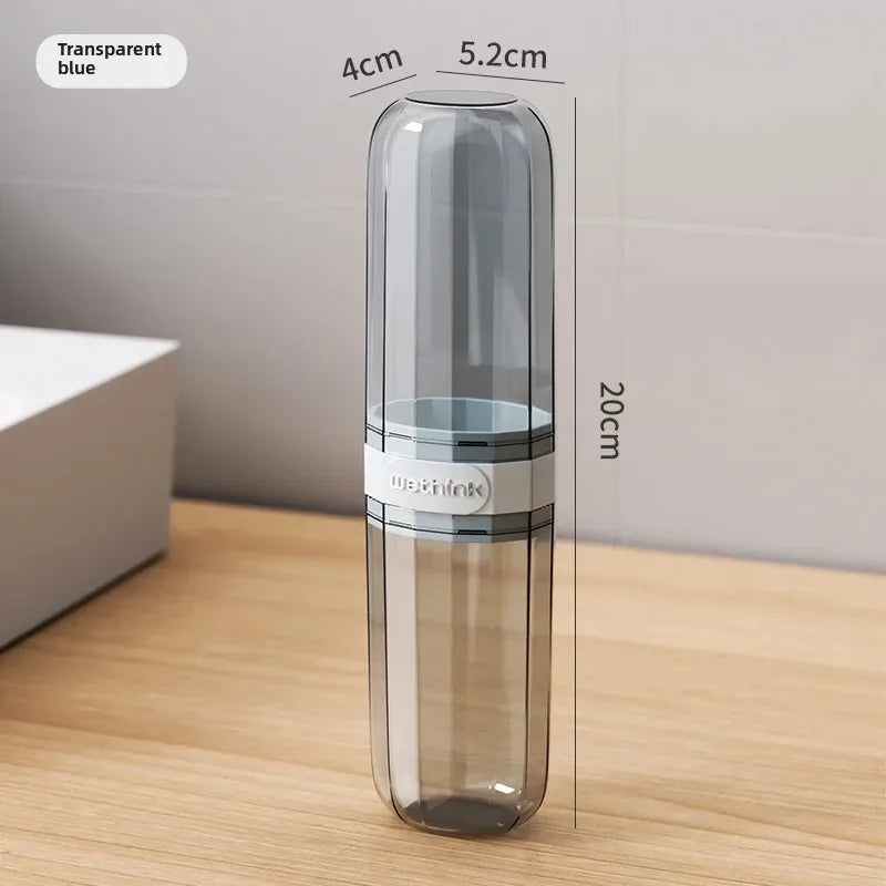 Blue Color Portable Toothbrush Travel Case Transparent Holder