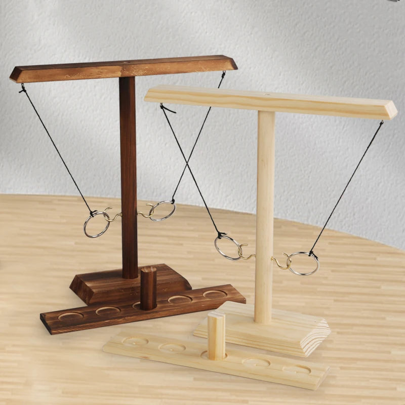 Wooden Hook And Ring Toss Game For Indoor Or Outdoor Play