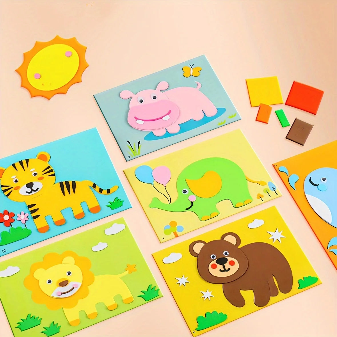 3D EVA Foam Animal Sticker Craft Kit For Kids