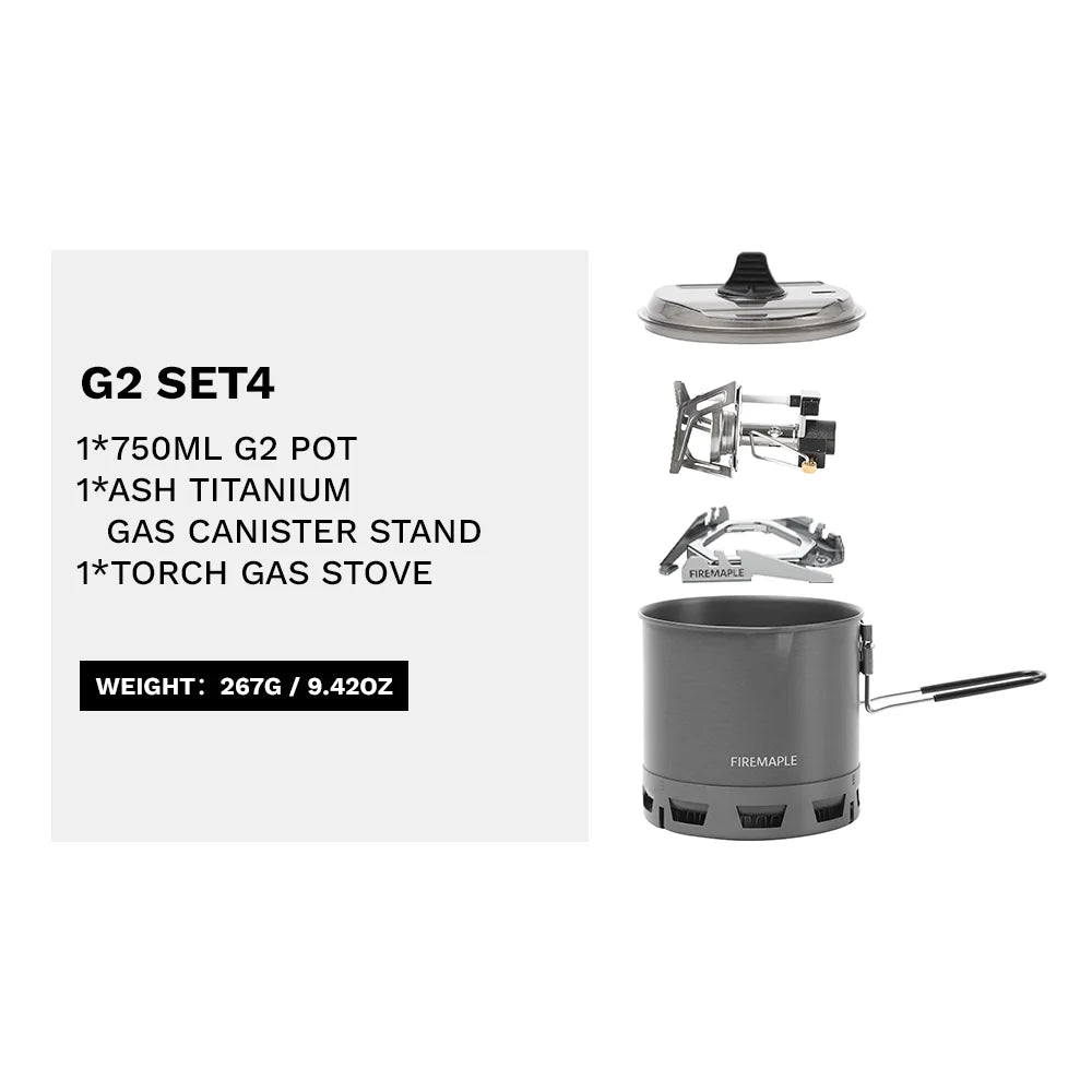G2 Petrel Set 4 Color Ultralight Camping Stove Cooking System – Compact Gas Set