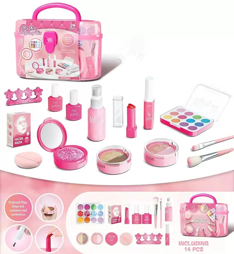 Storage box.fense14 Color Kids Princess Pretend Makeup Play Set With Faux Manicure