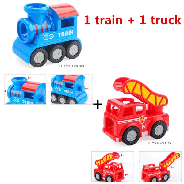 1 train 1 truck Color Marble Run Building Blocks Set With Spiral Tracks