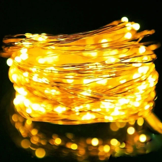 Warm Emitting Color Copper Wire LED Fairy String Lights – Battery Powered Decor