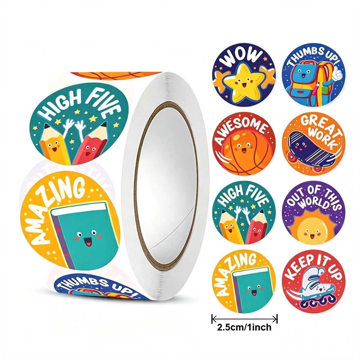 H0293-500pcs Color Star Reward Stickers Roll for Kids and Classroom