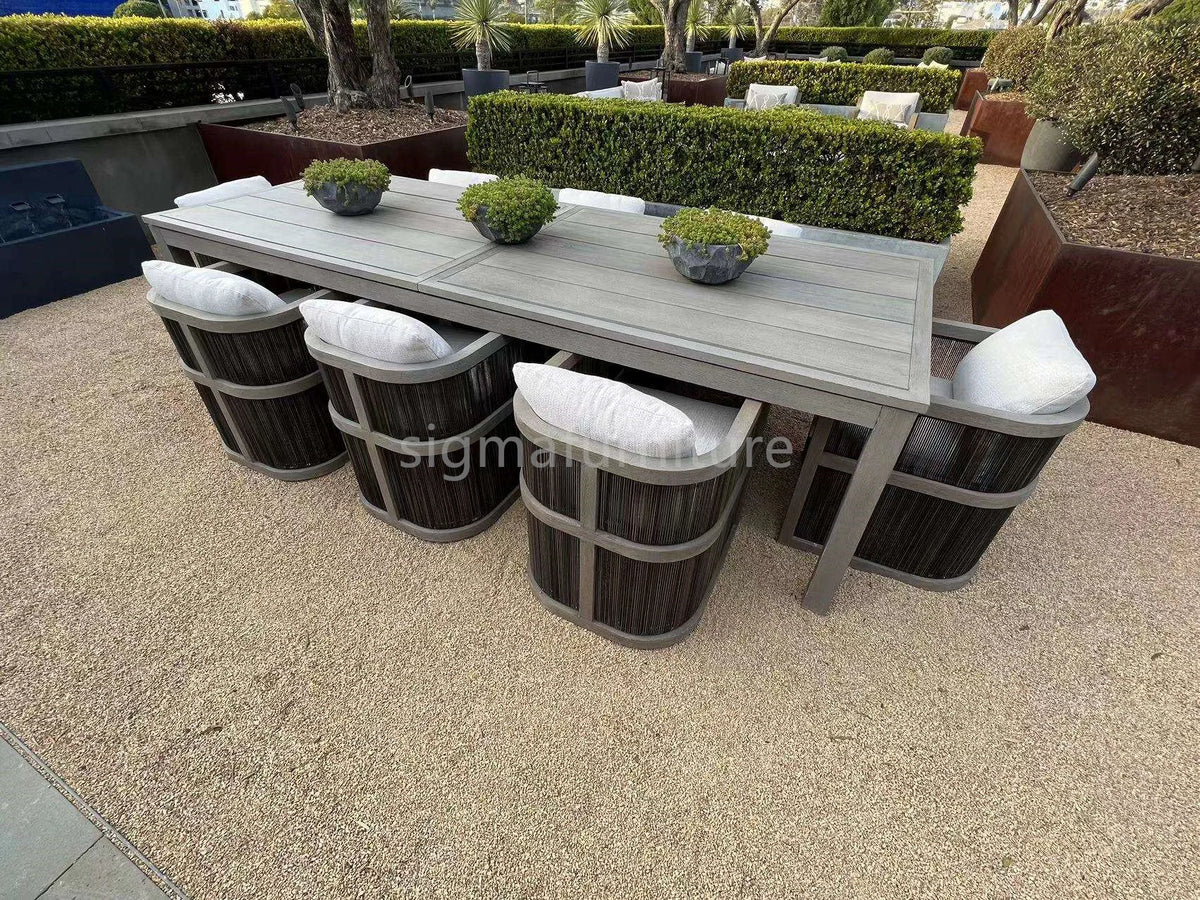 Teak Outdoor Dining Set With Solid Wood Table And Chairs