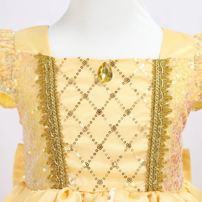 Girls Belle Princess Costume Dress For Parties & Play
