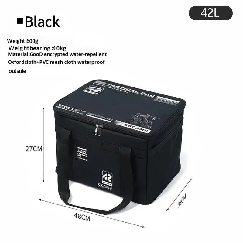 Black 42L Color Foldable Tactical Camping Storage Bag – Large Capacity