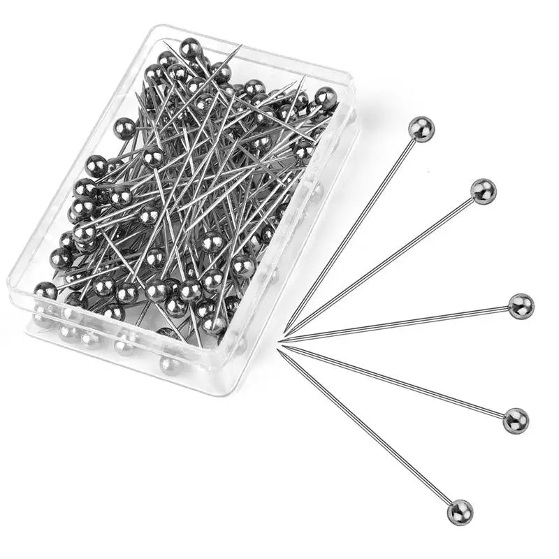 gun-100pcs Color Straight Sewing Pins With Colored Glass Heads 32 mm