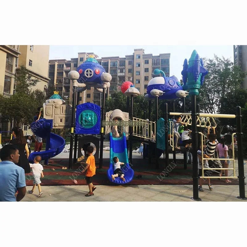 Outdoor Kids Playground Set with Slides and Monkey Bars