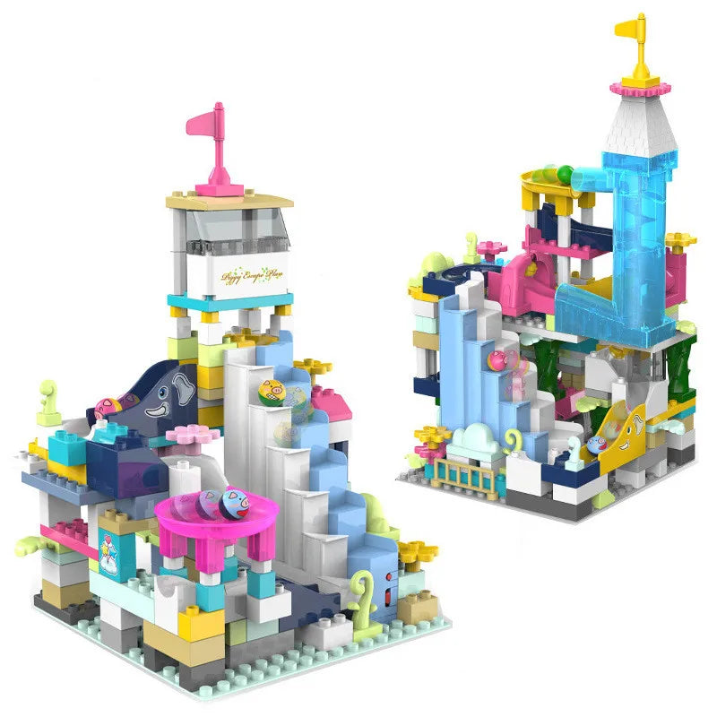 Marble Run Building Blocks Set With Spiral Tracks