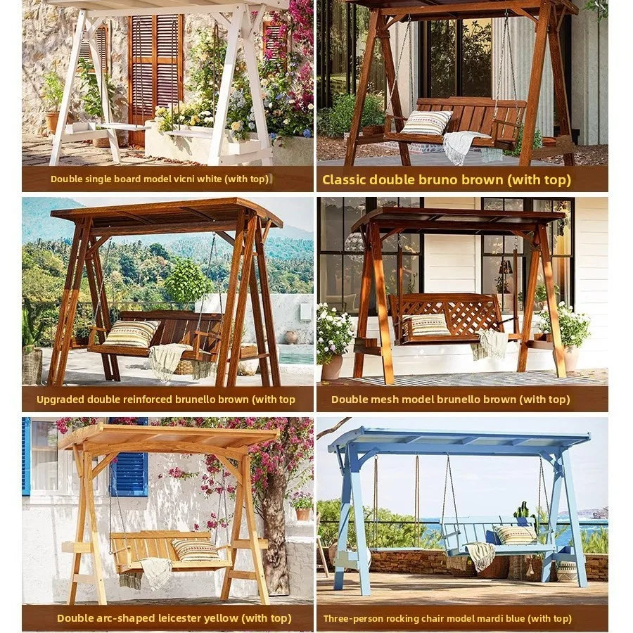 Outdoor Wooden Hanging Swing Chair For Garden Patio