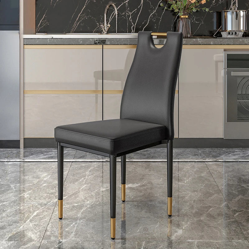 1 piece Color Scandinavian Faux Leather Dining Chair Set with Metal Legs