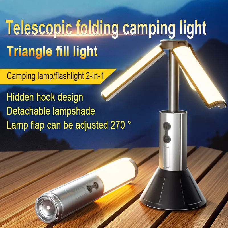 Rechargeable Telescopic LED Camping Light – Folding Spotlight