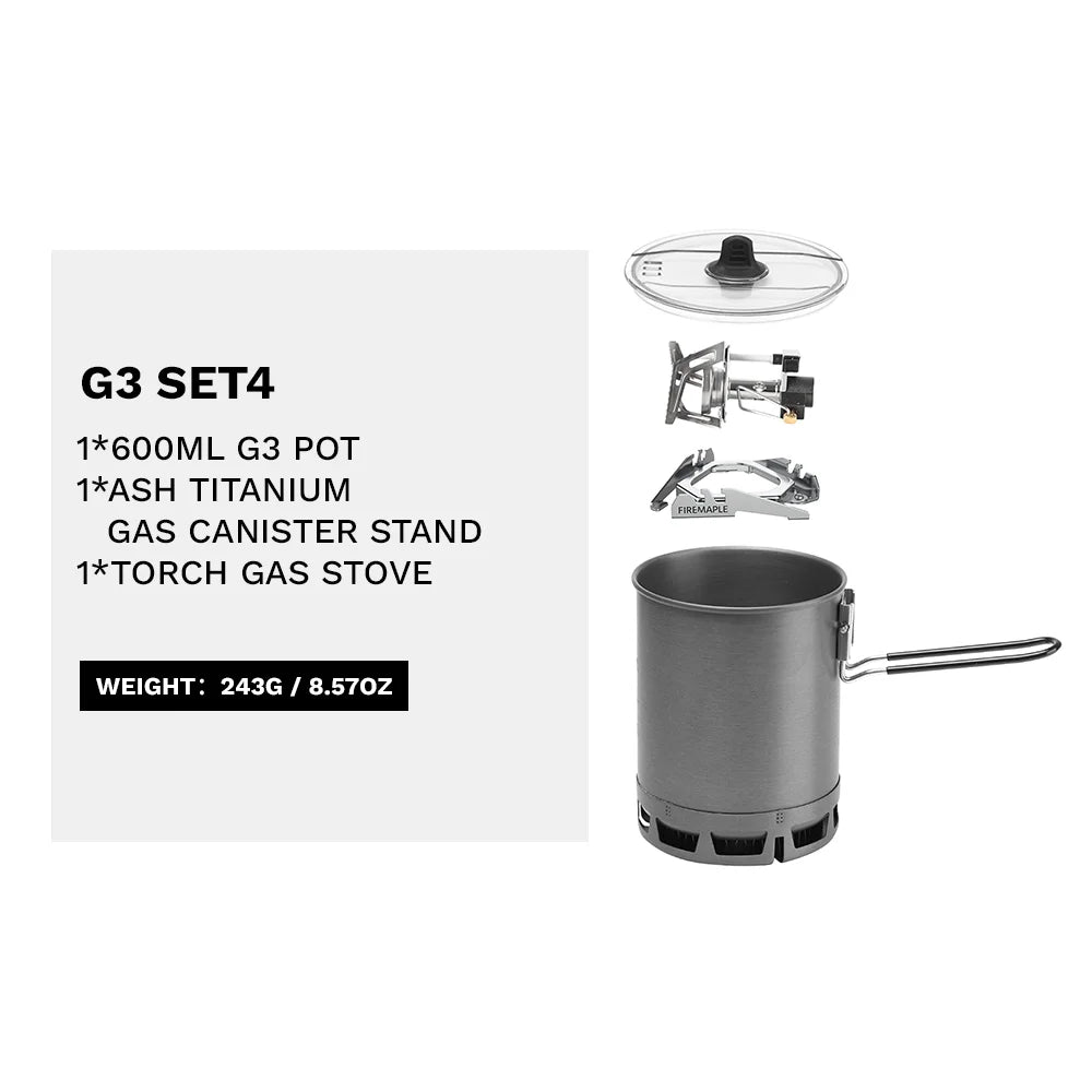 G3 Petrel Set 4 Color Ultralight Camping Stove Cooking System – Compact Gas Set