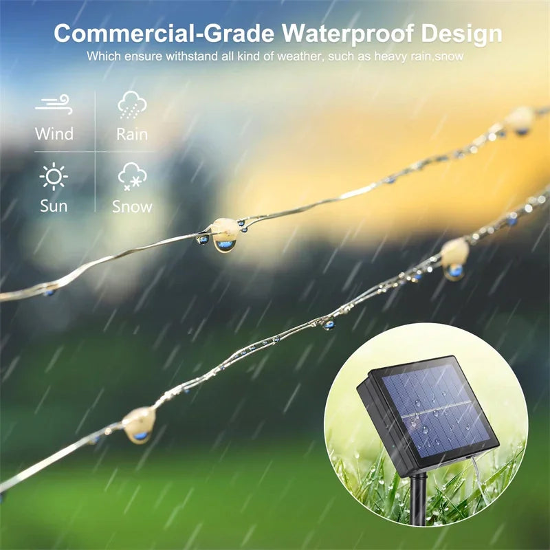 Solar LED Fairy String Lights Outdoor – 8 Modes, IP65