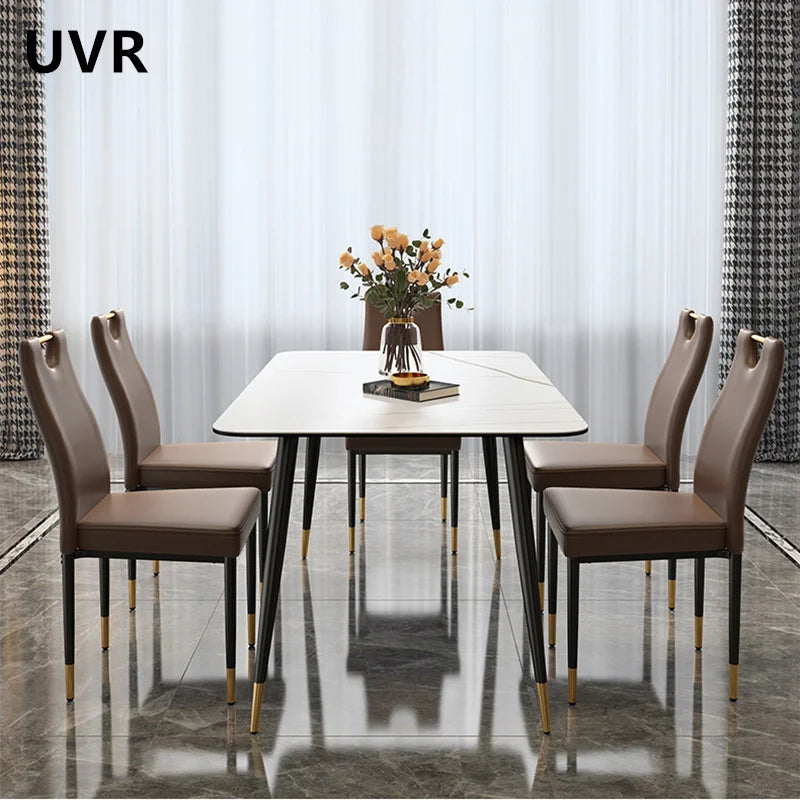 Scandinavian Faux Leather Dining Chair Set with Metal Legs