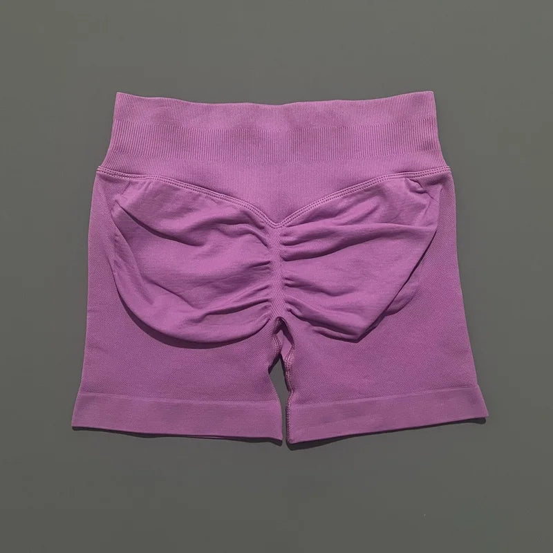 Rose Purple Color Women’s Seamless Scrunch Butt Yoga Gym Shorts