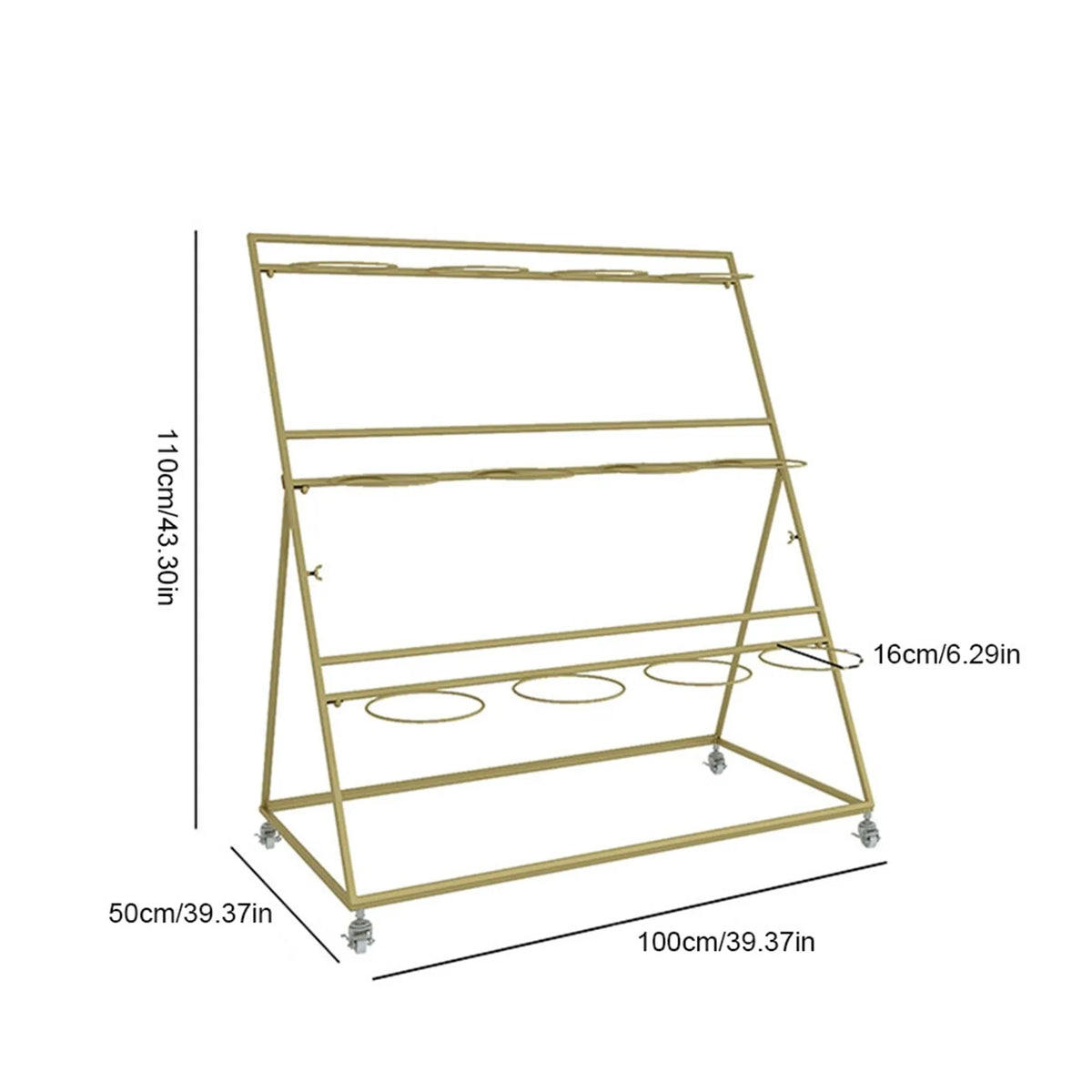 3-Tier Metal Flower Display Stand with Wheels