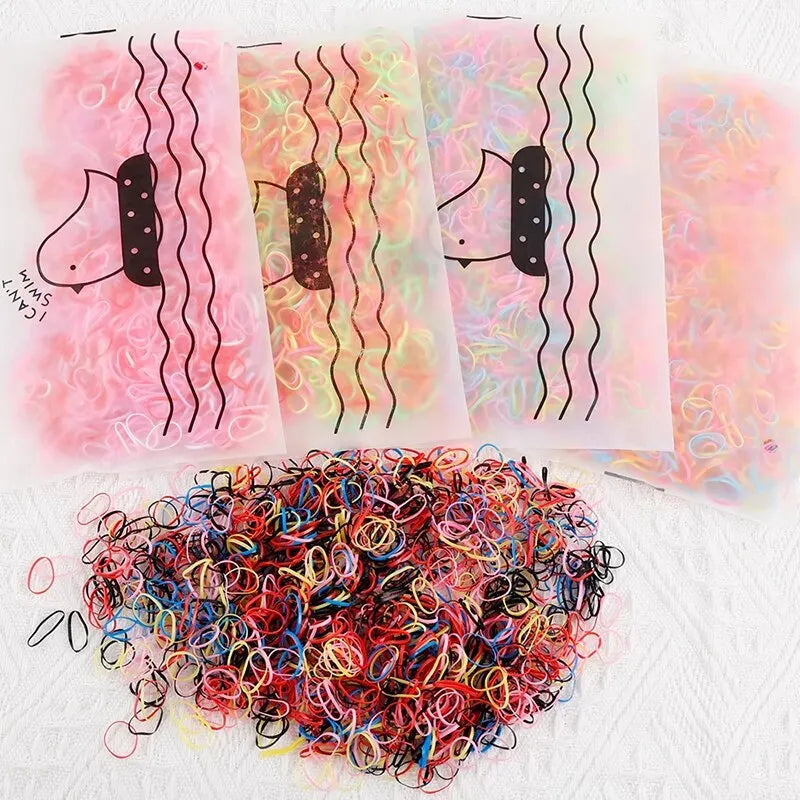 1000-Piece Colorful Disposable Hair Elastics For Kids