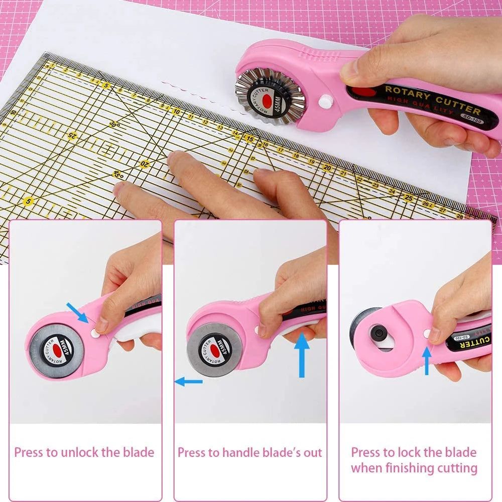45mm Rotary Fabric Cutter Set – Extra Blades & Clips