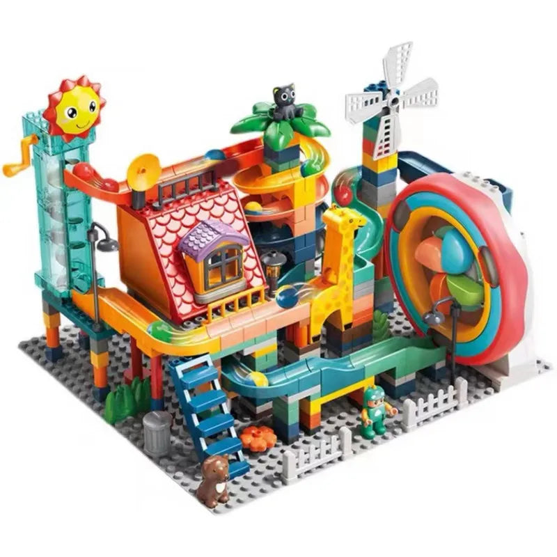 Marble Run Building Blocks Set With Spiral Tracks
