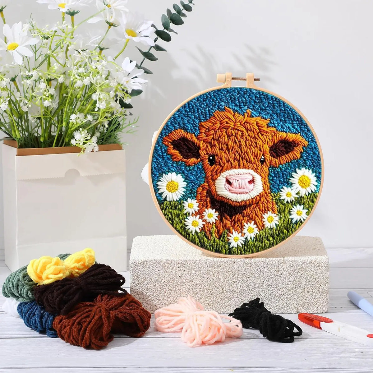 Punch Needle Embroidery Kit With Hoop – Animal Design