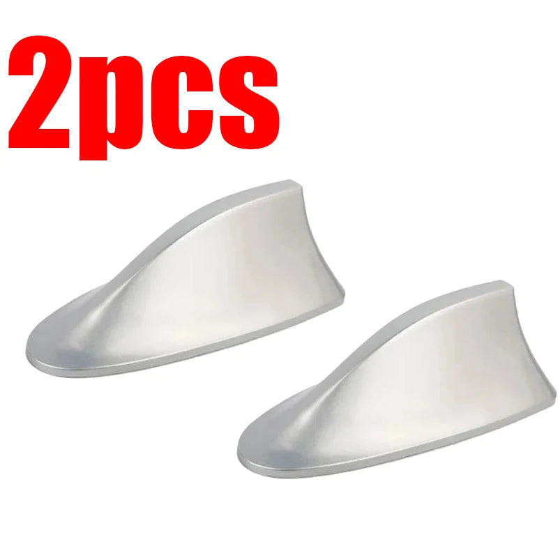 Silver 2pcs Style Shark Fin Car Radio Antenna – FM/AM Signal & Stylish Cover