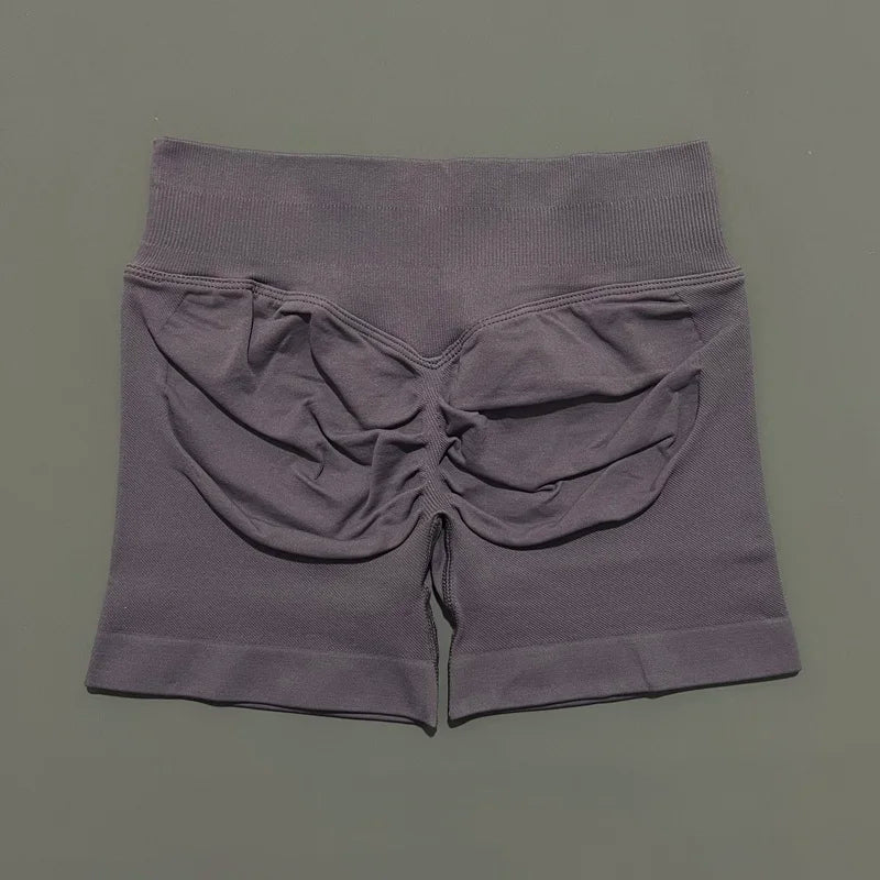 Mushroom Grey Color Women’s Seamless Scrunch Butt Yoga Gym Shorts