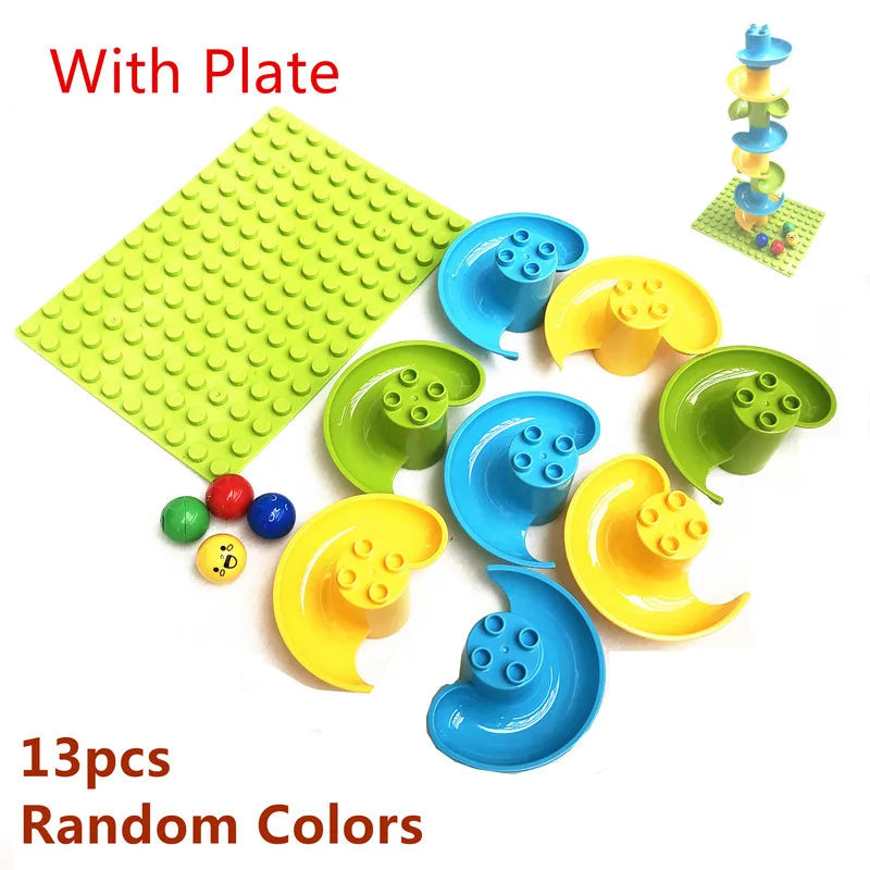 With plate Color Marble Run Building Blocks Set With Spiral Tracks