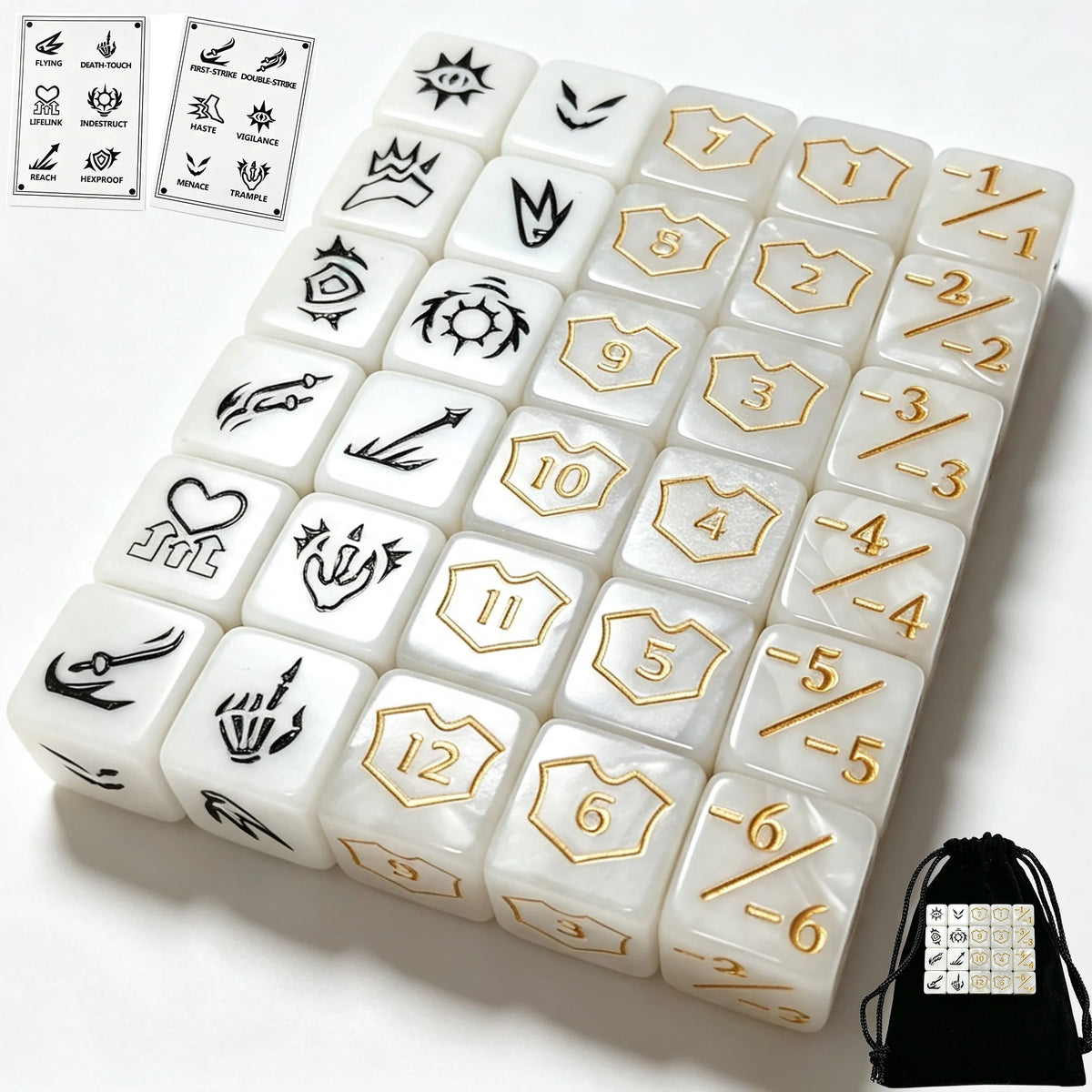 Plastic +1/-1 Counter Dice Set For TCG Board Games