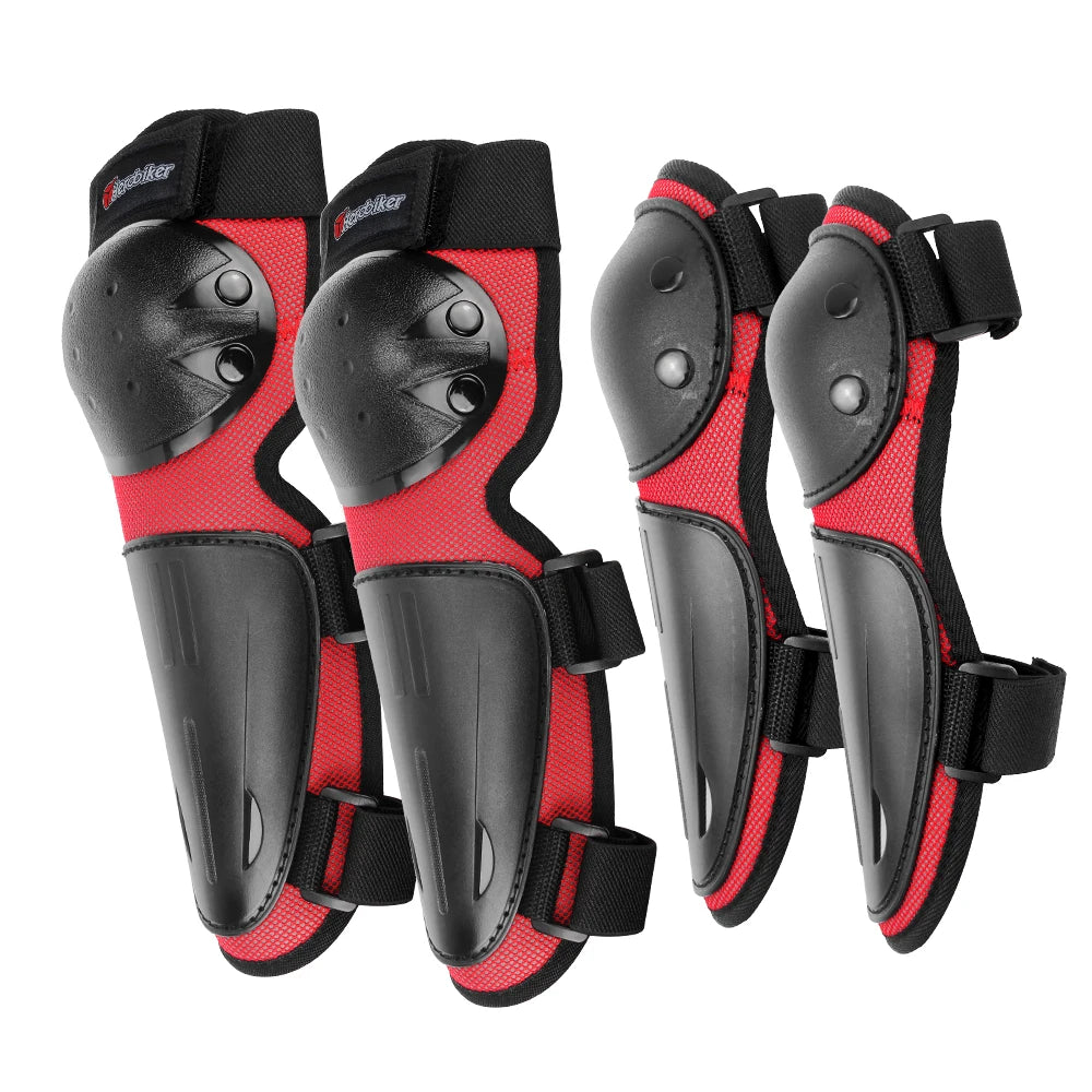 Ke-Ew ps Red Color Kids Motorcycle Body Armor Set With Elbow And Knee Pads