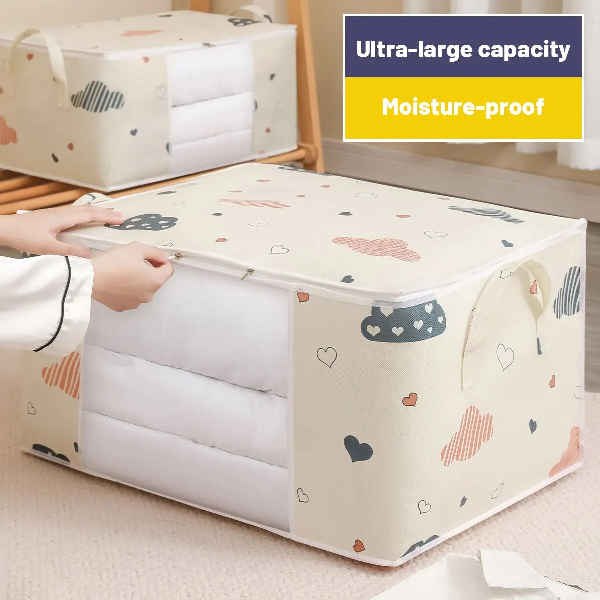 Large Capacity Clothes Storage Bag With Zipper