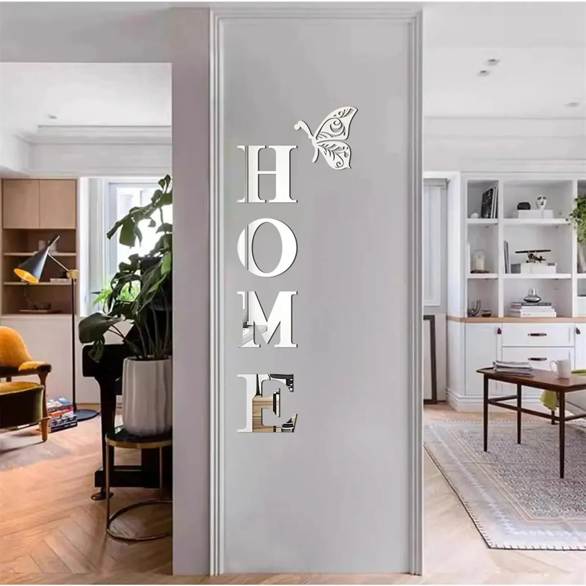 3D Mirror HOME Wall Sticker for Entryway Decor