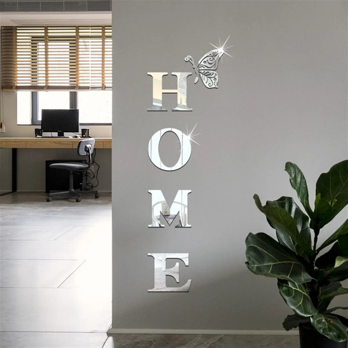 3D Mirror HOME Wall Sticker for Entryway Decor