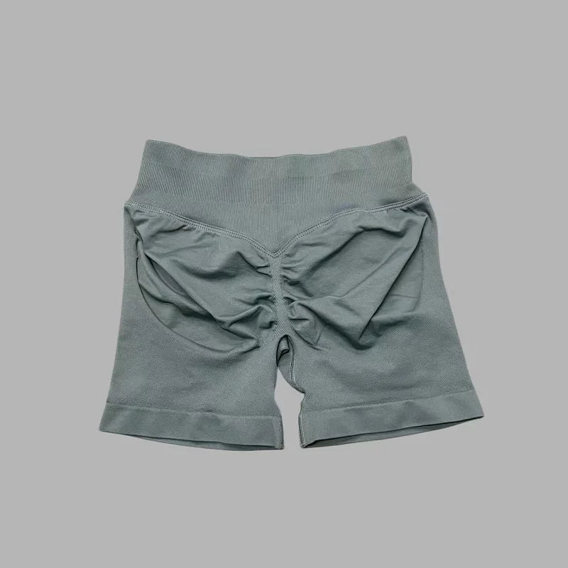 Slate Gray Color Women’s Seamless Scrunch Butt Yoga Gym Shorts