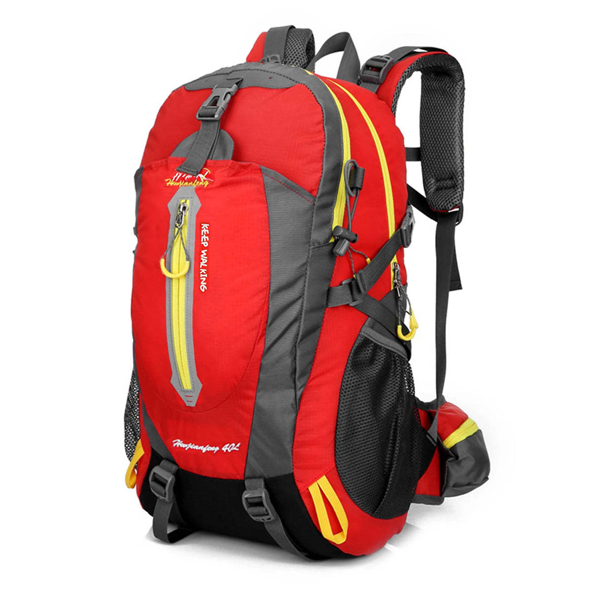 Red Color 40L Water Resistant Hiking Backpack With Laptop Compartment