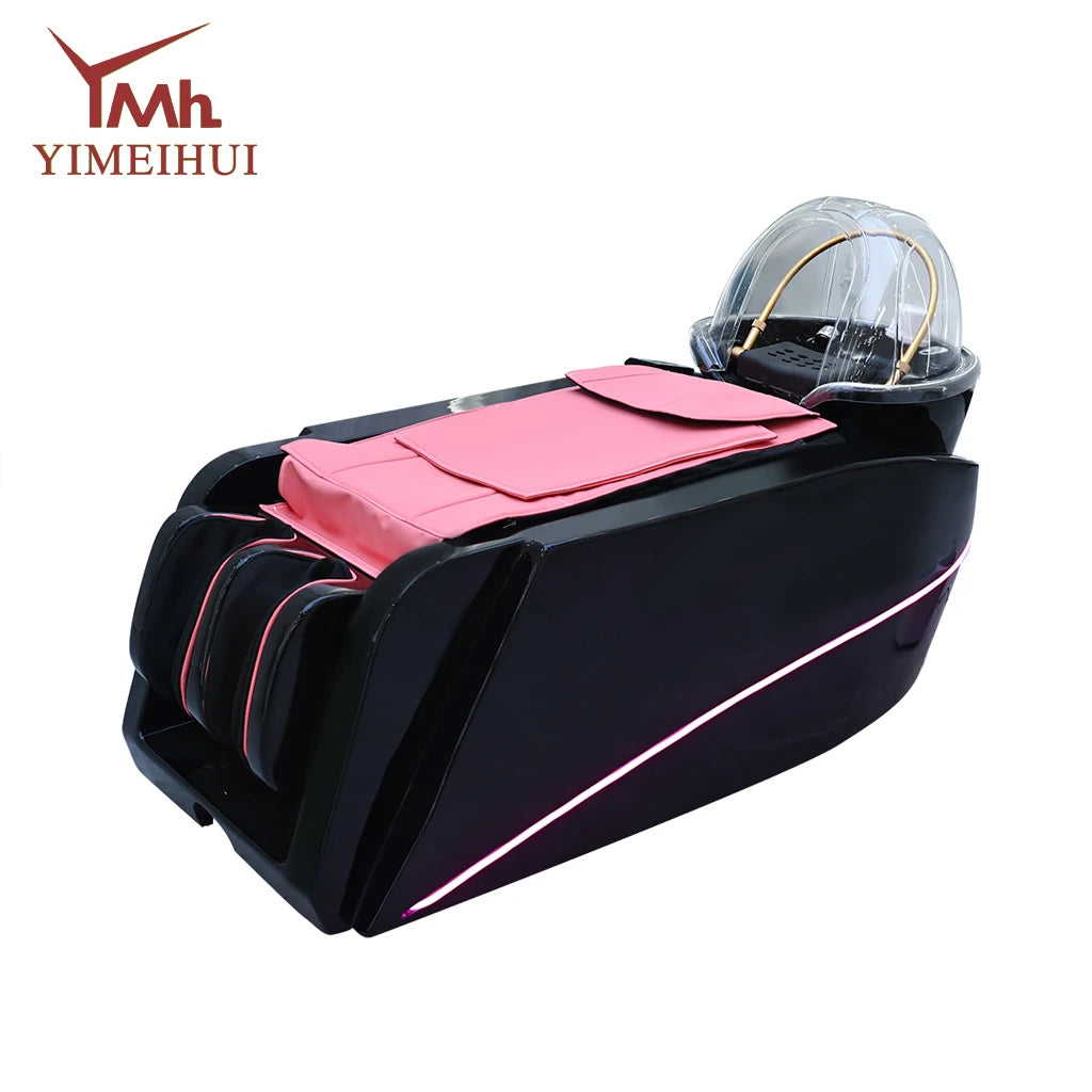 Black Color Electric Head Spa Shampoo Bed With Steam & LED Lights