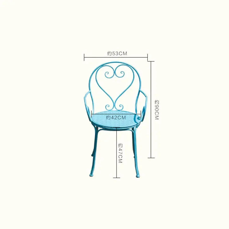 Blue-chair Color Metal Garden Bistro Table And Chair Set For Outdoors