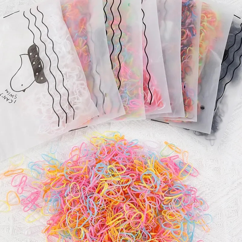 1000-Piece Colorful Disposable Hair Elastics For Kids