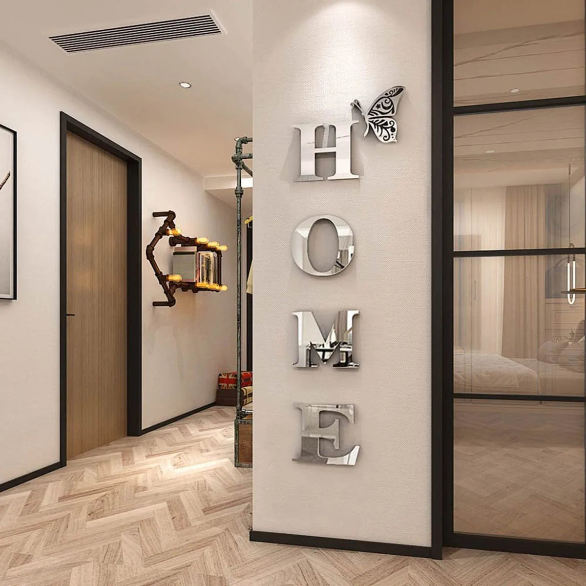 3D Mirror HOME Wall Sticker for Entryway Decor