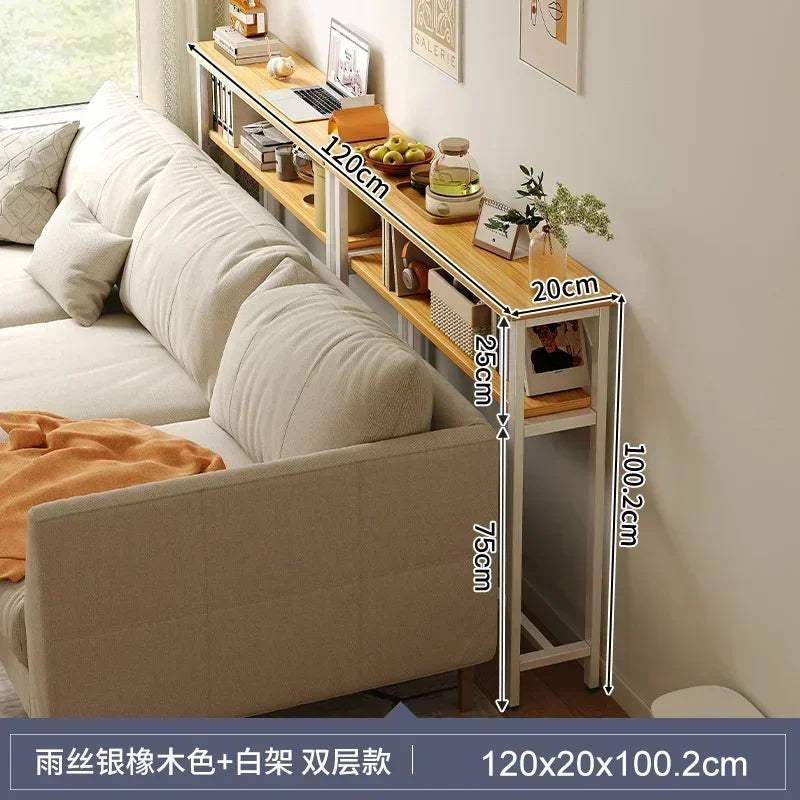 Model12 Color Slim Behind-Sofa Console Table With Wood Top