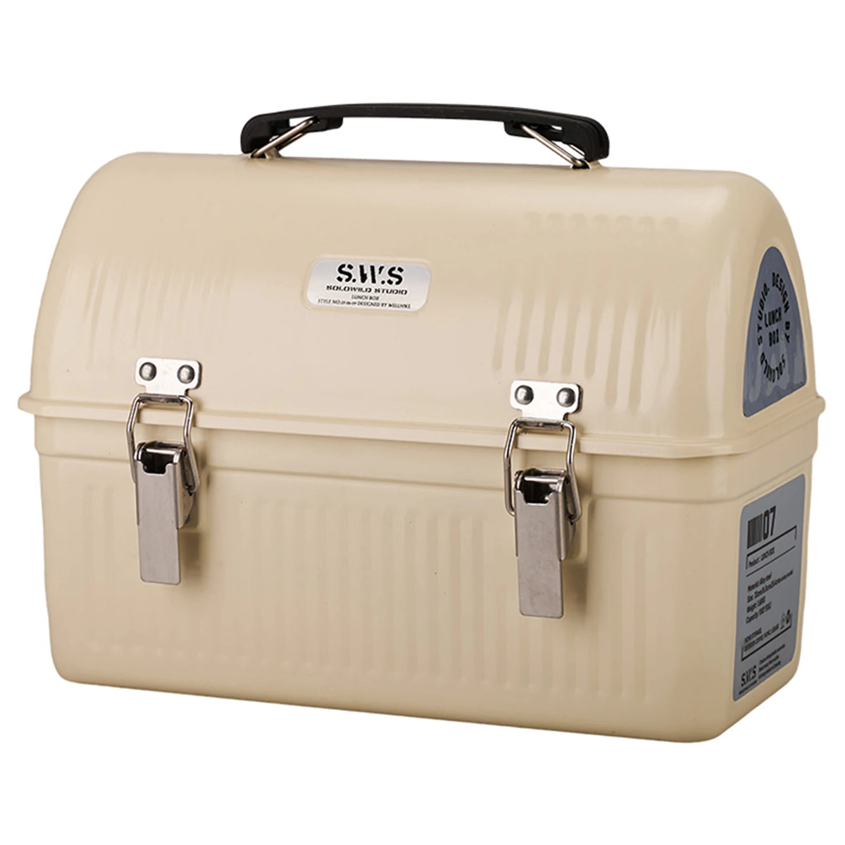 Ivory Color Vintage Metal Lunch Box Storage Case 9.5L With Handle